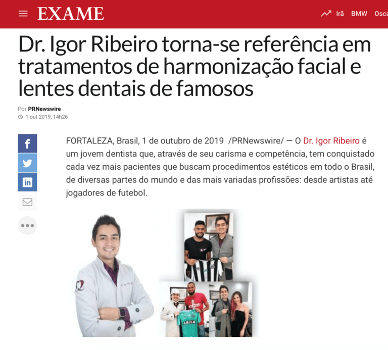 Home 17 Dr. Igor Ribeiro na Revista EXAME — IBR Clinic referência em Fortaleza